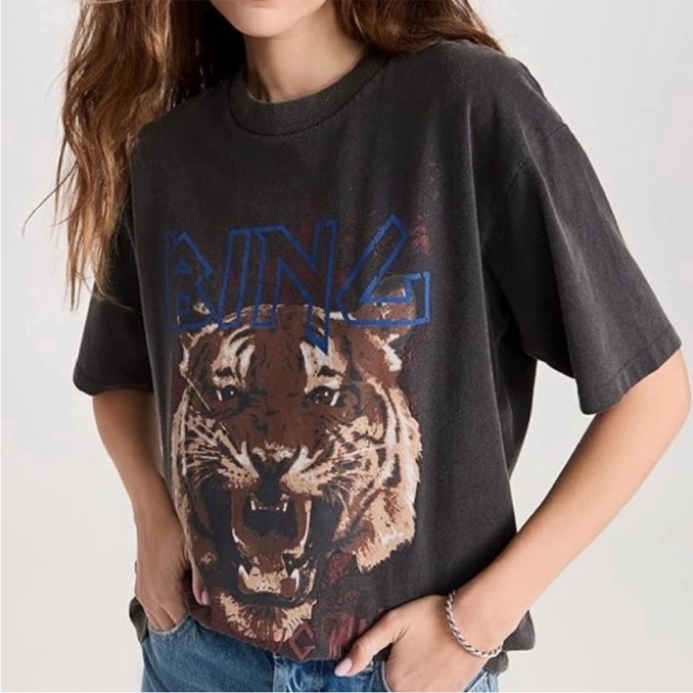 Anine Bing Black Tiger Graphic Tee
